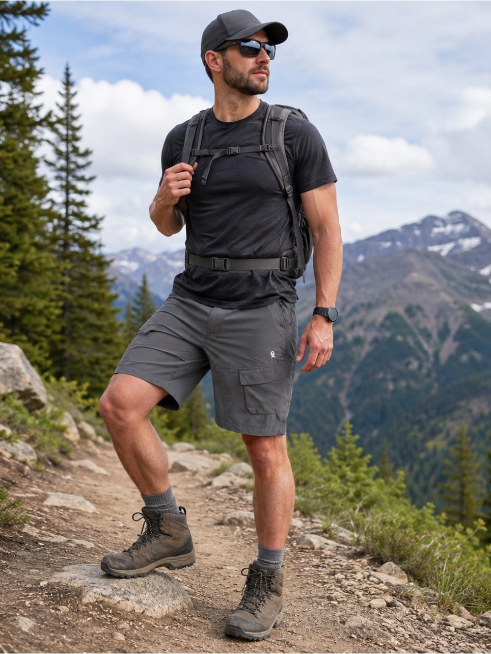 AK Grey Performance Cargo Hiking Shorts Men’s Size Small Zip Pocket Stretch